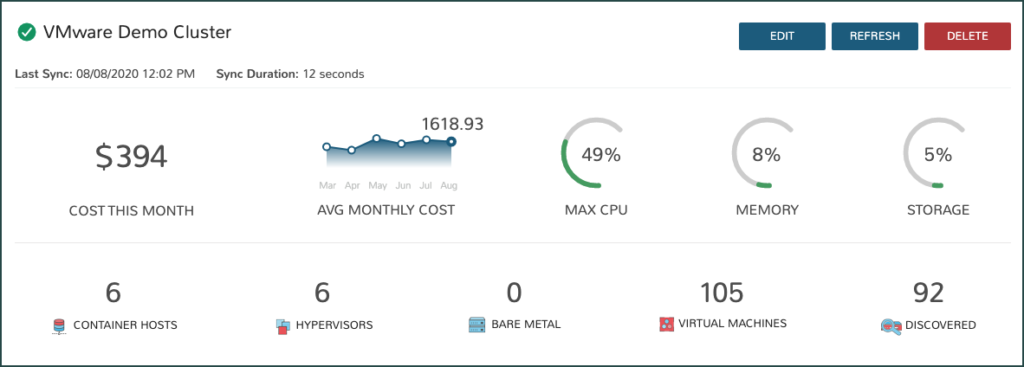 Morpheus screenshot for cloud cost optimization on-prem